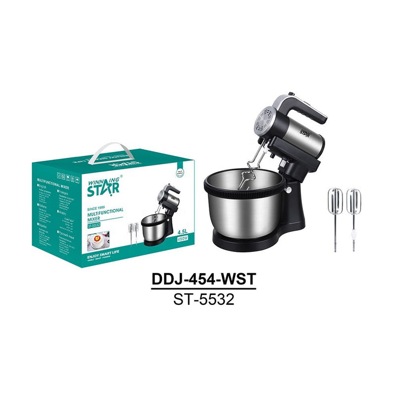 Stand mixer set with 4.5L bowl, beaters, and boxed packaging; model ST-5532