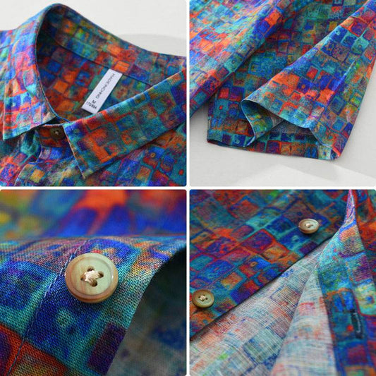 New Casual Printed Men's Short Sleeve Shirt - YAXSO