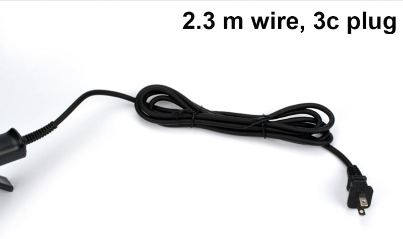 Black power cord with a 3-pin plug on a white background