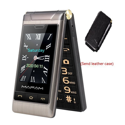 Flip phone with MAFAM branding on a white background