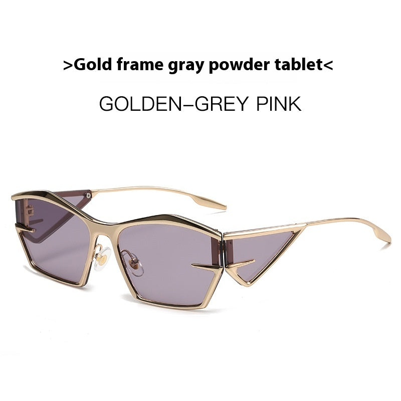 Gold frame sunglasses with gray lenses on a white background