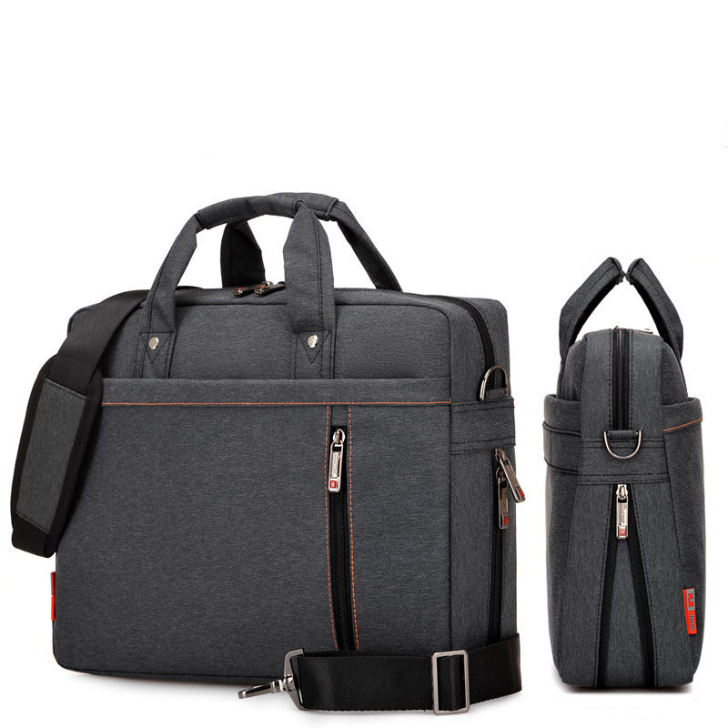Gray backpack with multiple pockets and zippers on a white background