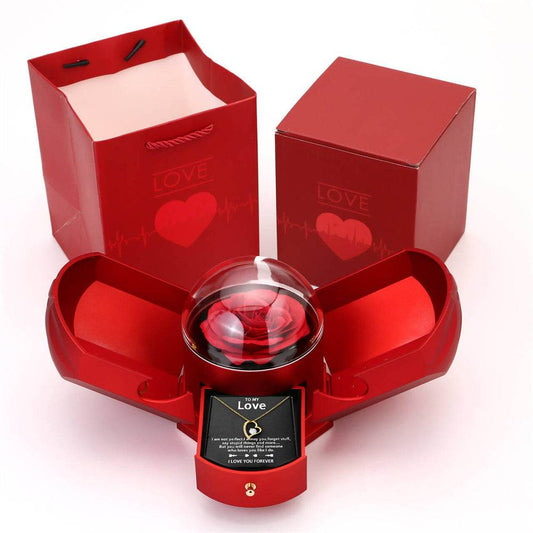 Double Open Rose Drawer Necklace Gift Box - YAXSO