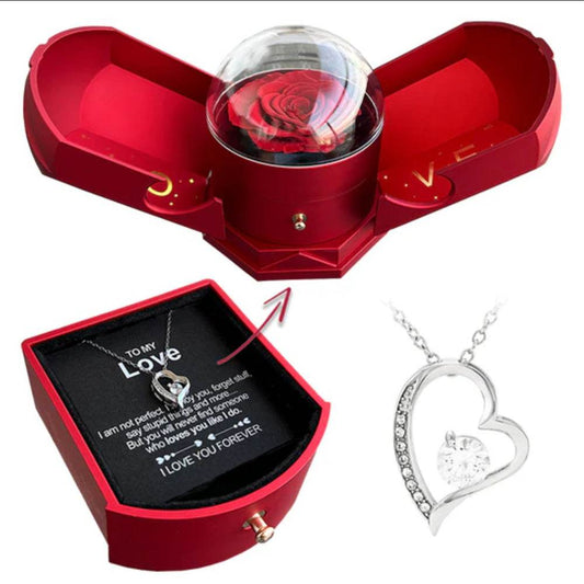 Double Open Rose Drawer Necklace Gift Box - YAXSO