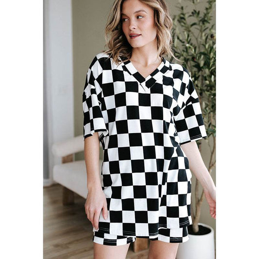 Summer New Chessboard Plaid Printing Fashion Suit Women - YAXSO