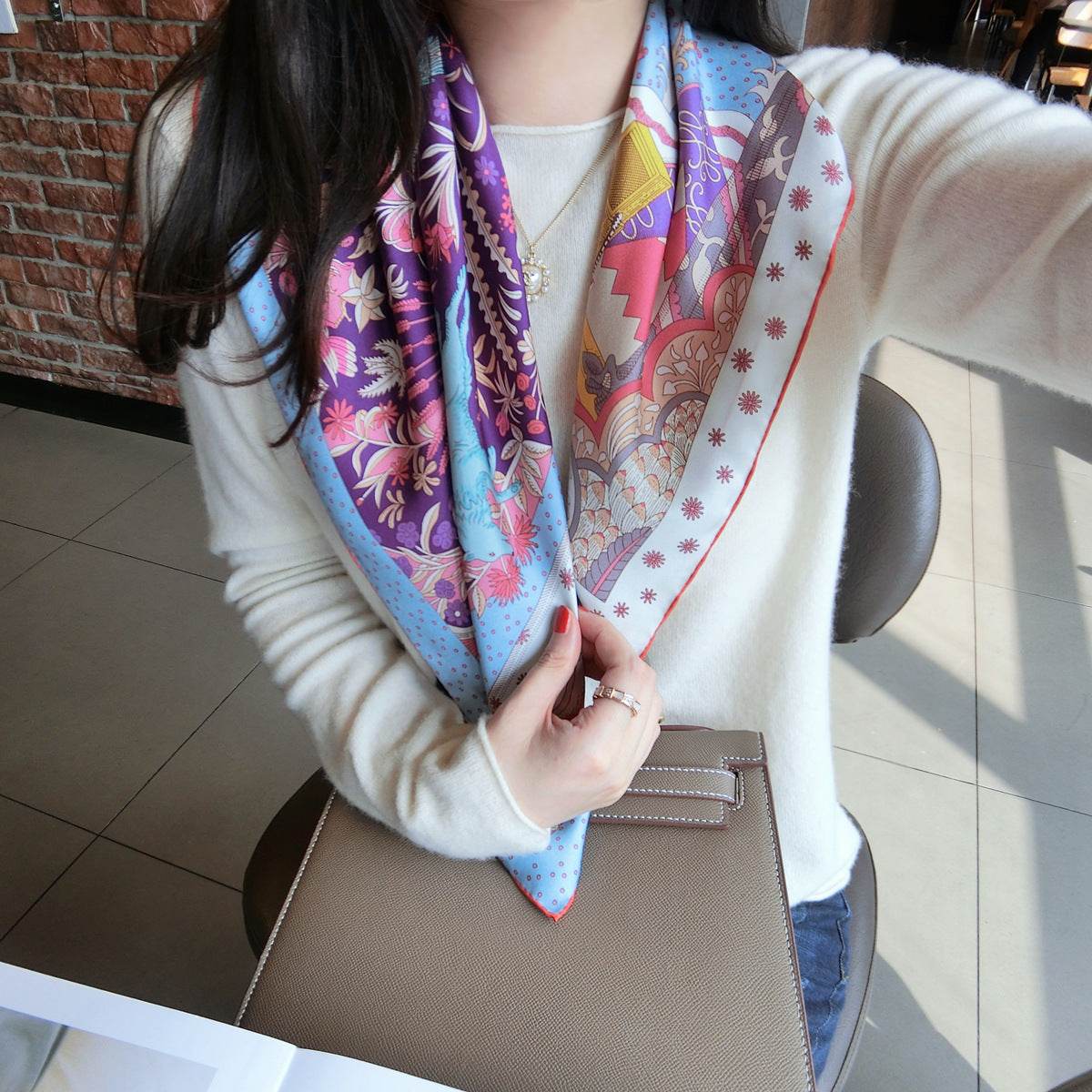Retro Easy Matching Spring And Summer High-grade Printed Women's Professional Scarf - YAXSO