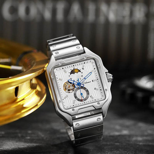 Flywheel Waterproof Hollow Out Trendy Men's Square Automatic Mechanical Watch - YAXSO