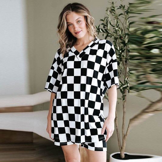 Summer New Chessboard Plaid Printing Fashion Suit Women - YAXSO