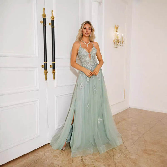 Women Evening Dresses Suspender Dance Dress Long - YAXSO