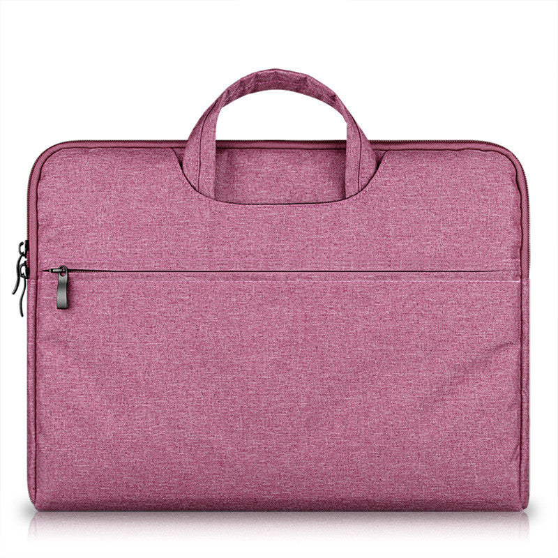 Pink laptop bag with a handle on a white background