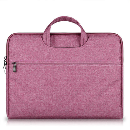 Pink laptop bag with a handle on a white background