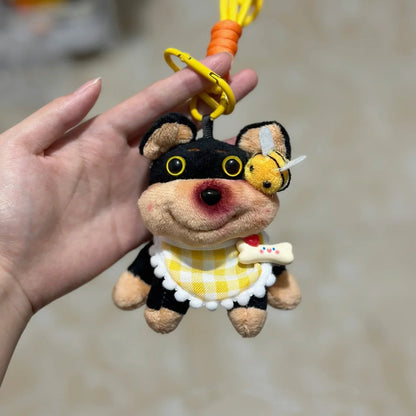 Bee Puppy Pendant Keychain with Hat – Cute Doll Bag Charm - YAXSO