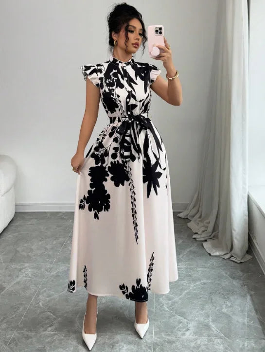 Women's Elegant Black and White Dress