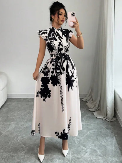 Women's Elegant Black and White Dress