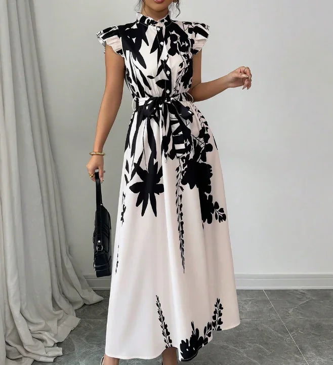 Women's Elegant Black and White Dress