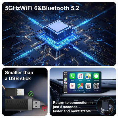 Wireless Adapter Smart Wireless CarPlay Android Auto USB Dongle