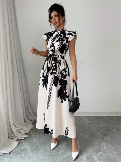 Women's Elegant Black and White Dress