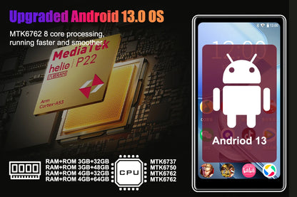 Andriod 13 Mp3 Player Bluetooth and WiFi 2.4G/5G 4G RAM