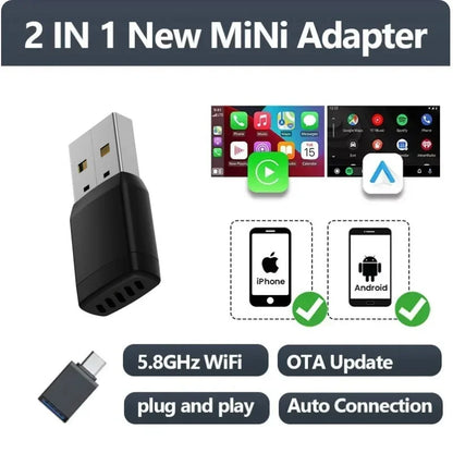 Wireless Adapter Smart Wireless CarPlay Android Auto USB Dongle