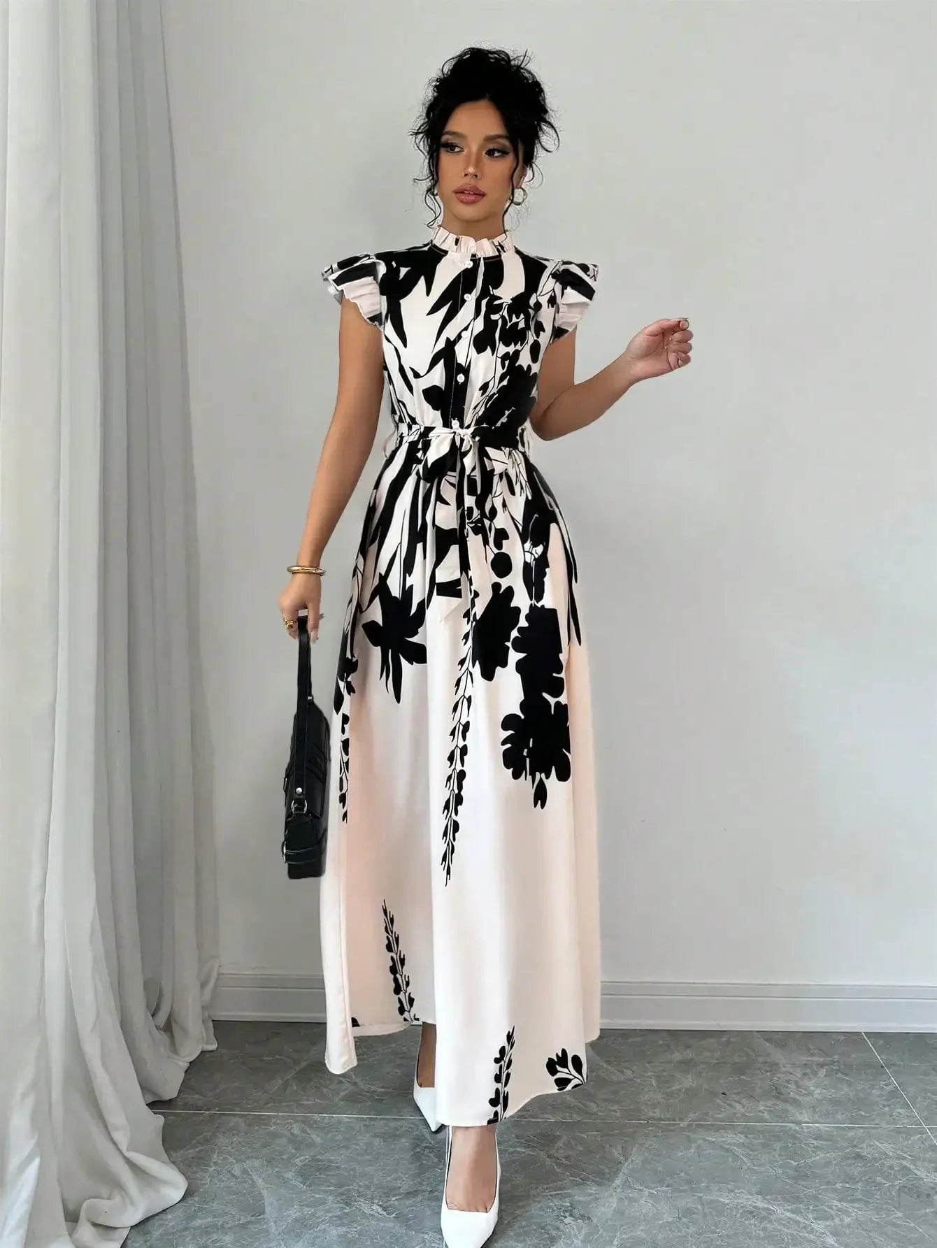 Women's Elegant Black and White Dress