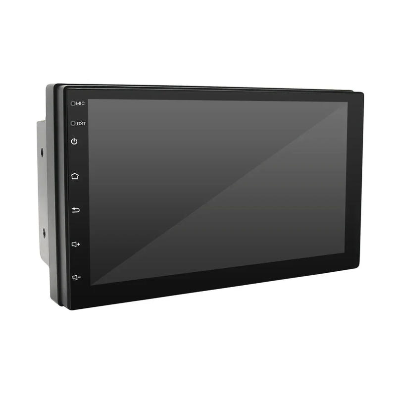 Black 7-inch car navigation radio with powered-off touchscreen