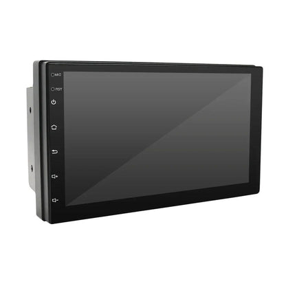Black 7-inch car navigation radio with powered-off touchscreen