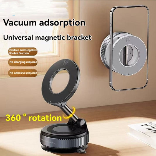 Vacuum adsorption universal magnetic bracket with 360-degree rotation on a desk.