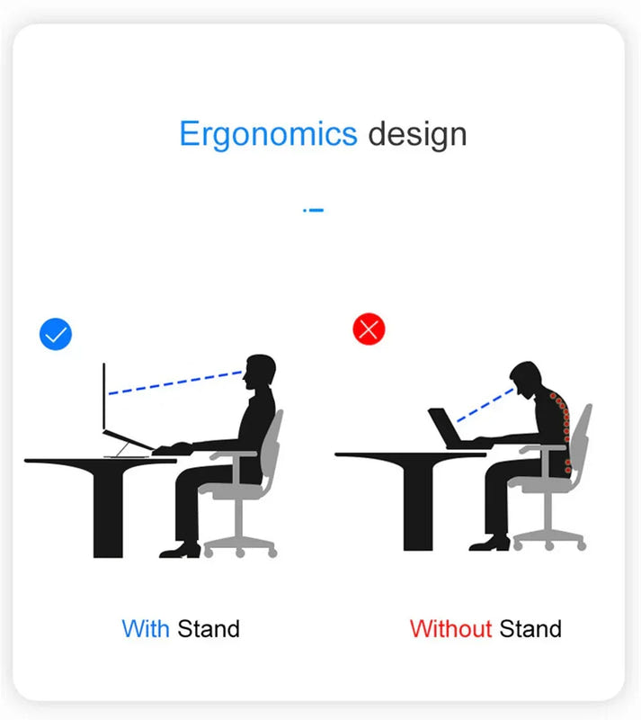Foldable laptop lifting stand shown supporting a seated posture