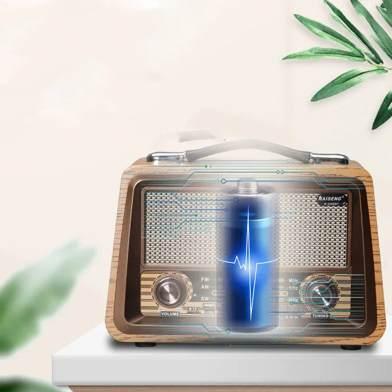 Vintage Wooden Radio with Bluetooth, USB/TF Playback - YAXSO