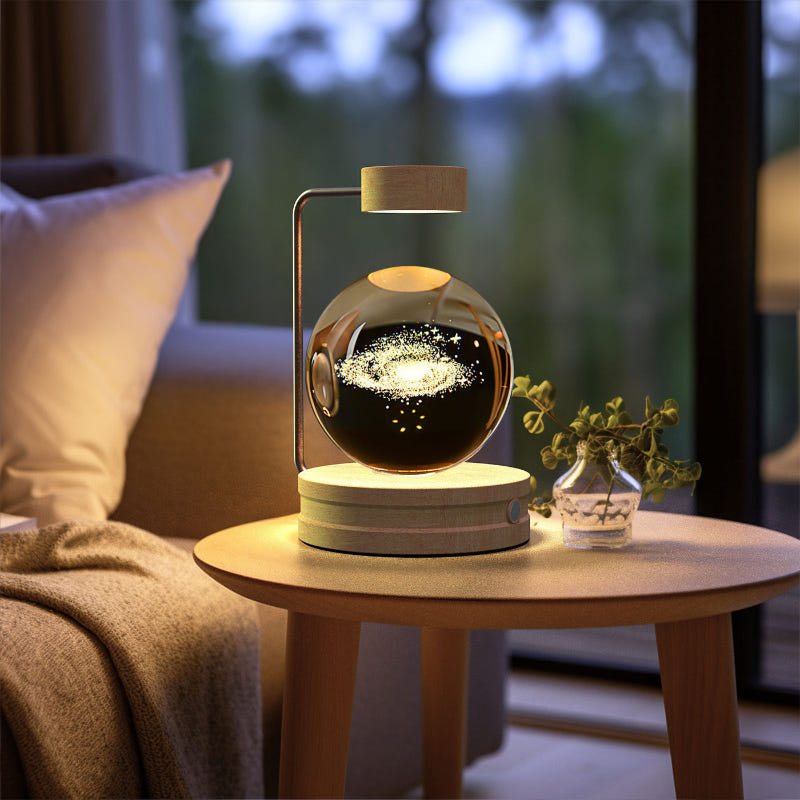 Cosmic LED night light with glowing starry swirl scene in crystal globe