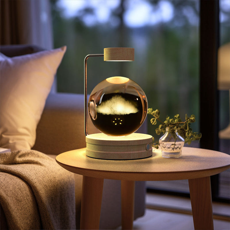 Cosmic LED crystal ball night light with glowing starry sky pattern inside glass globe