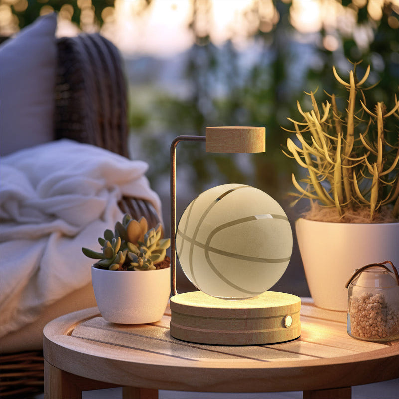 Cosmic LED crystal ball night light with pale swirl pattern inside lit glass globe