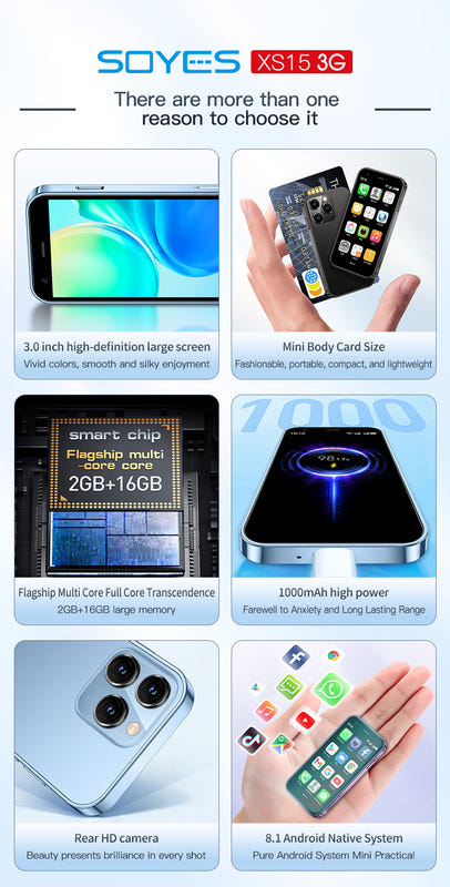 Mini 3G smart phone with touchscreen and rear multi-camera module