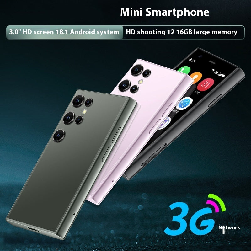 Three mini smartphones displayed with specifications , featuring the 3G Network logo. YAXSO UAE ONLINE STORE