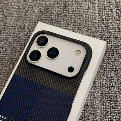 Phone case with textured back and camera details on a textured surface