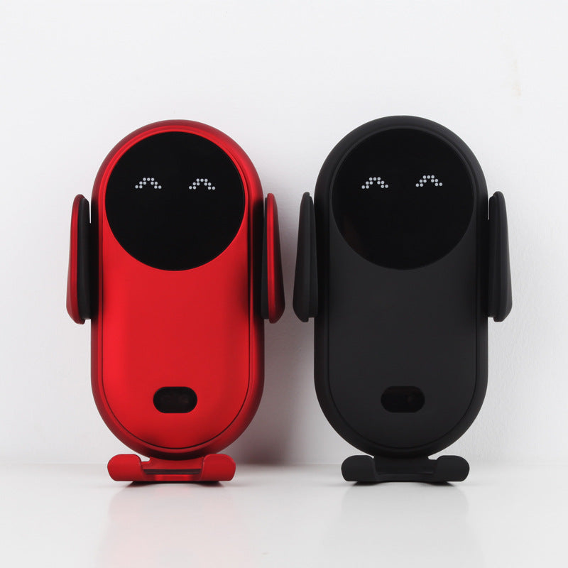 Red and black car wireless phone holders with circular LED indicator windows