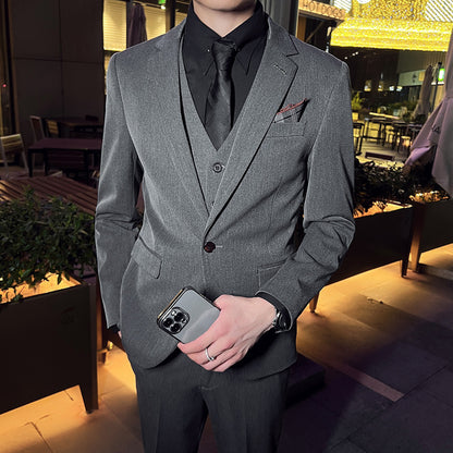 Three-piece Solid Color Men's Suit