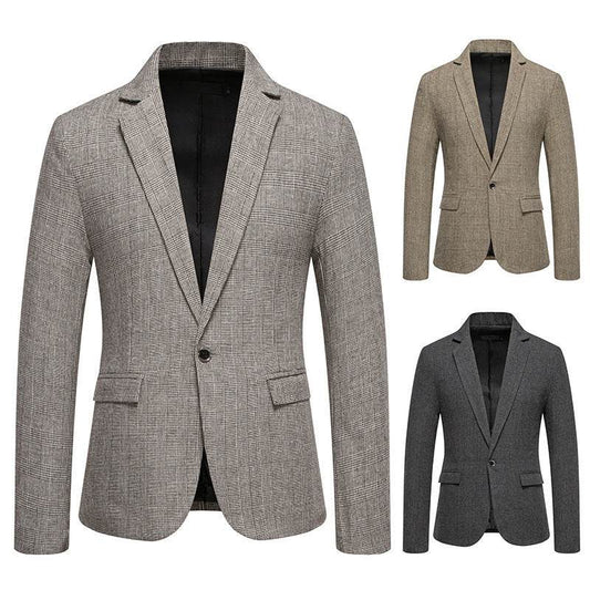 European Size Men's Fashion Woolen Casual Small Suit Coat - YAXSO