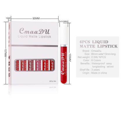 CmaaDu 6-piece liquid matte lipstick set box, waterproof long lasting, size chart