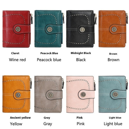 RFID Anti-theft Swiping Women's Wallet Multiple Card Slots Buckle Wallet