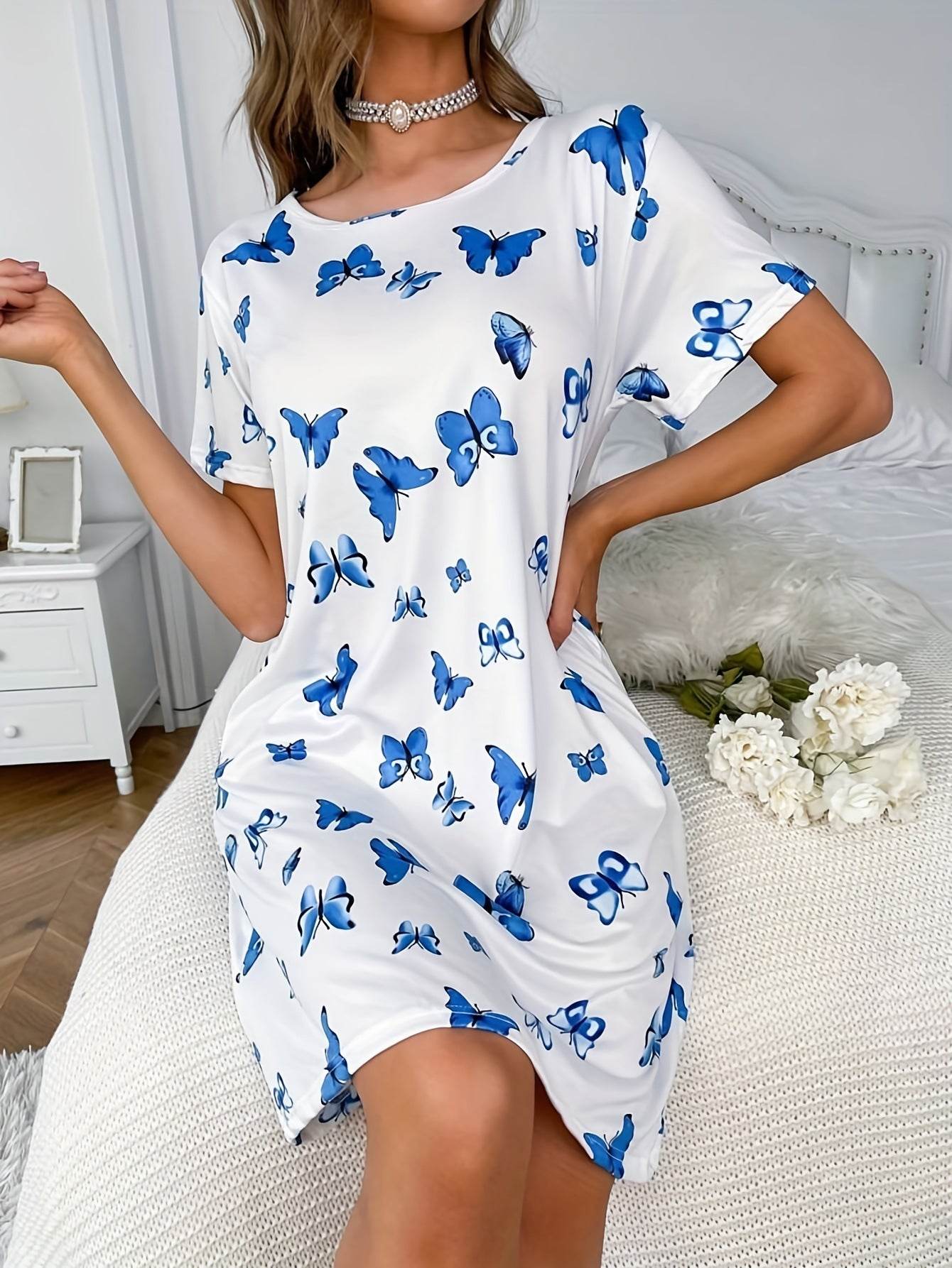 Digital Printing Loose Plus Size Women's Summer Short Dress - YAXSO
