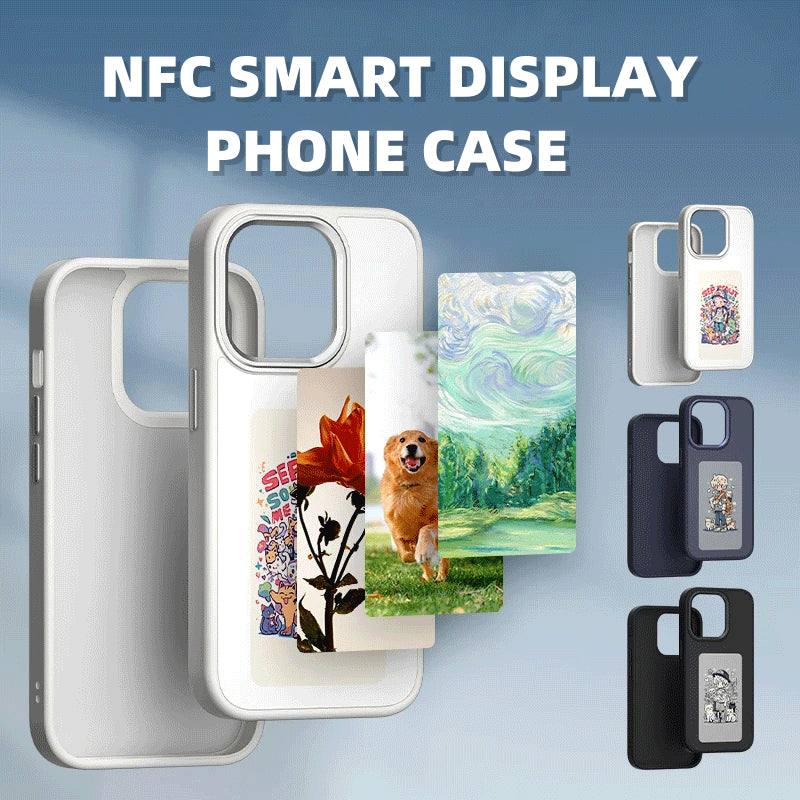 E-ink smart display phone case set, with square camera cutout, white and dark colors