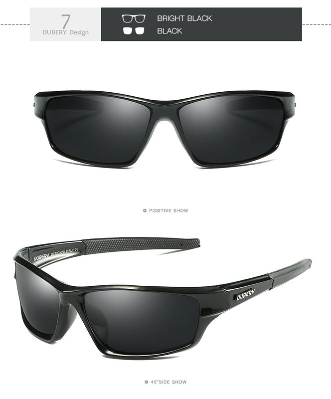 Men's polarized sports sunglasses, all-black frame, dark lenses