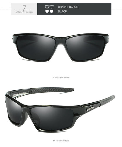 Men's polarized sports sunglasses, all-black frame, dark lenses