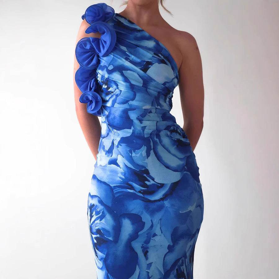 Women's Slim Sleeveless Three-dimensional Flower Dress - YAXSO