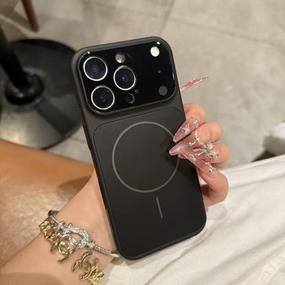 Magnetic phone case with nano frosted glass back, classic black