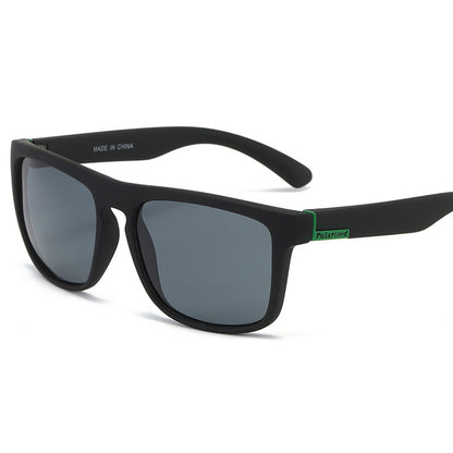 Black sunglasses with a Polaroid logo on a white background