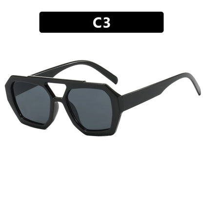 Black sunglasses with dark lenses on a white background