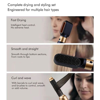 Multi hair styler attachment: black and gold round dryer brush for styling