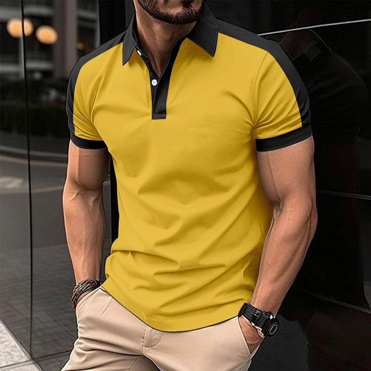 Men's Short Sleeve Business Shirt Summer Casual Polo Shirts - YAXSO